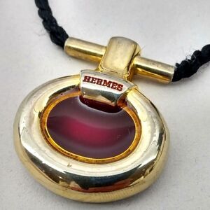 Hermes  Enamel Perfume Pendant Necklace Vintage Authentic